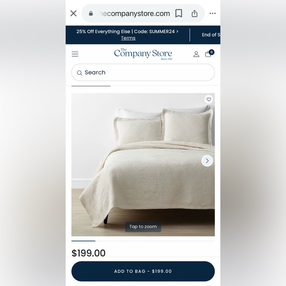 The Company Store  Hillcrest Matelasse Coverlet Queen Size  Ivory